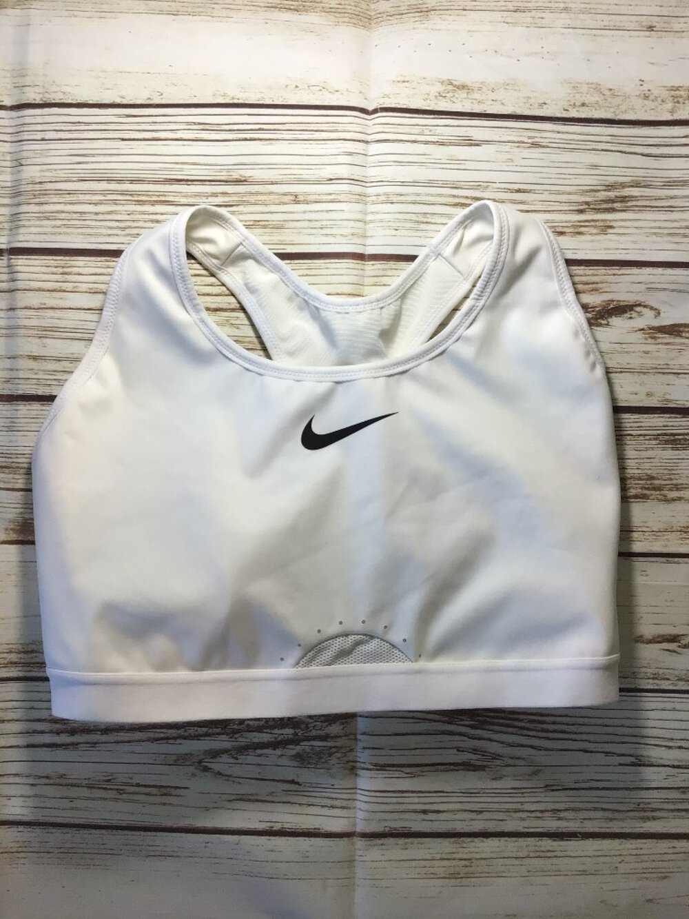 Nike White Sports Bra with Black Swoosh